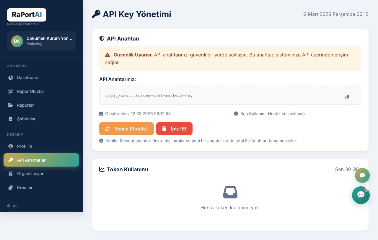 API key page